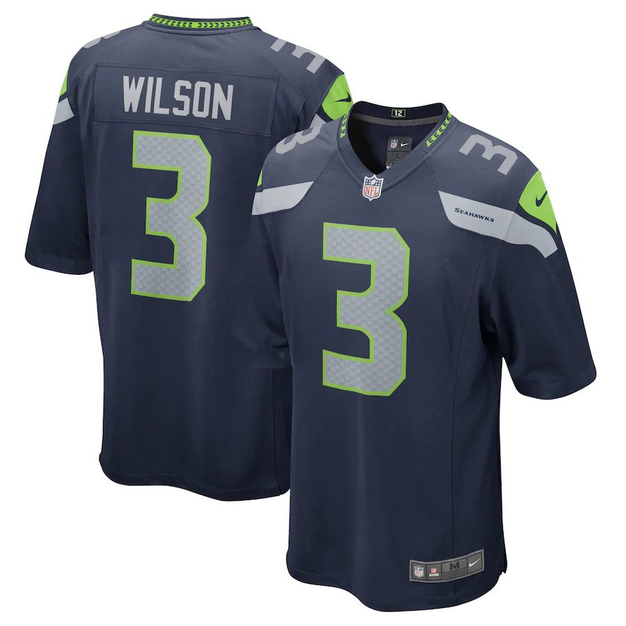 Men Seattle Seahawks #3 Russell Wilson Nike College Navy Game Team NFL Jersey